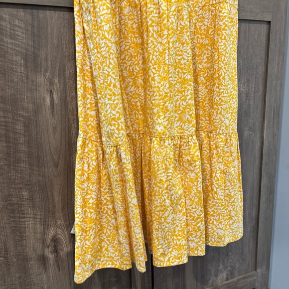 J. Crew Factory Linen Blend Printed Tiered Dress  Yellow Floral size 10 - Picture 6 of 12